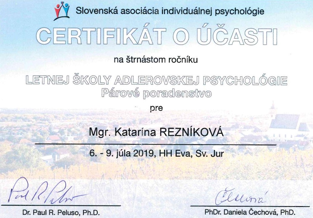 Certifikát v Párovom poradenstve