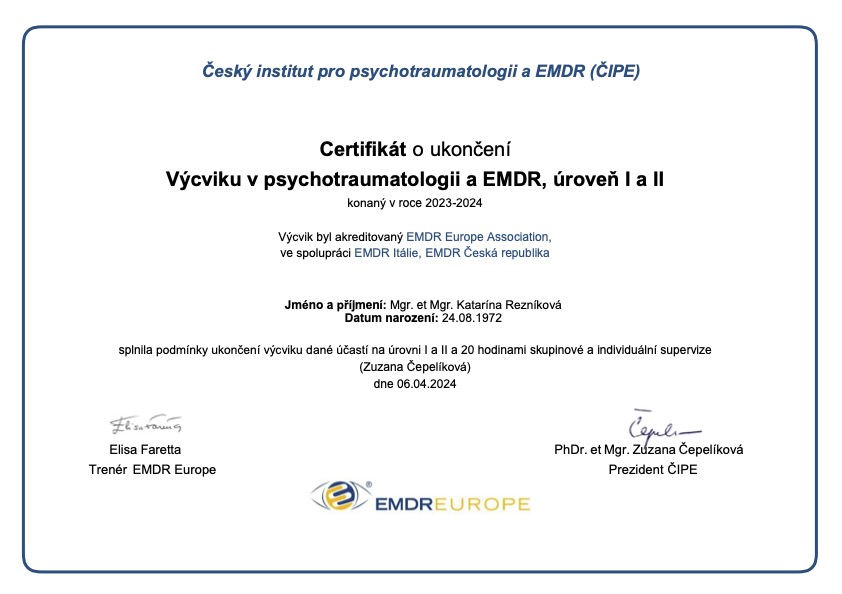 Certifikát EMDR